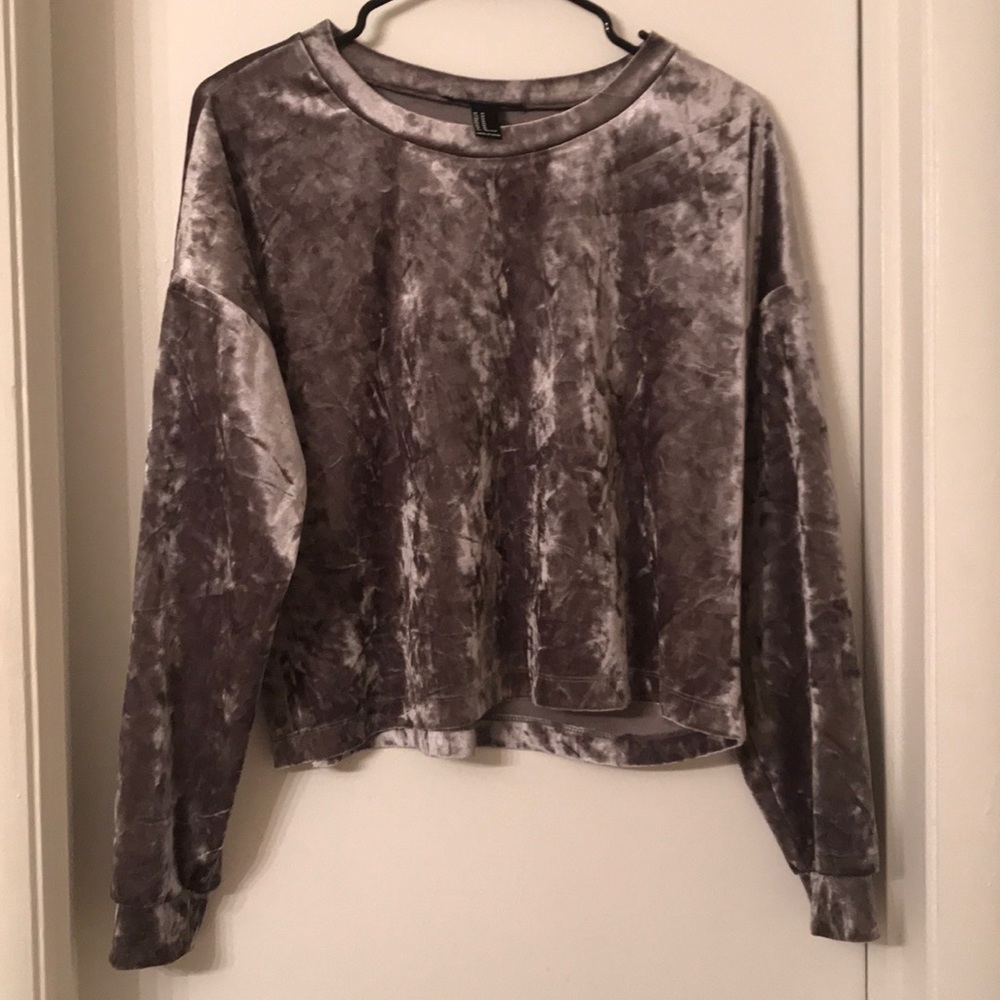 Silver Suede Long-sleeved Sweater
